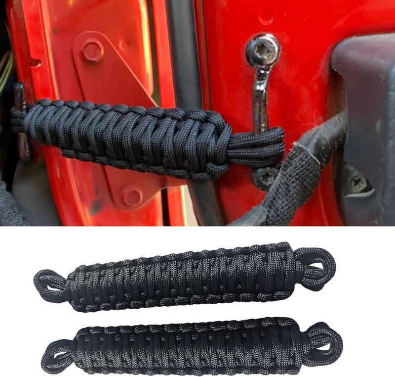 KIXILO Door Limiting Straps for 1987-2023 Wrangler CJ YJ TJ JK JL & Gladiator JT Truck Retractable High Toughness Swing Limiter Replacement Parts 2 Pack (Black) - Image 1